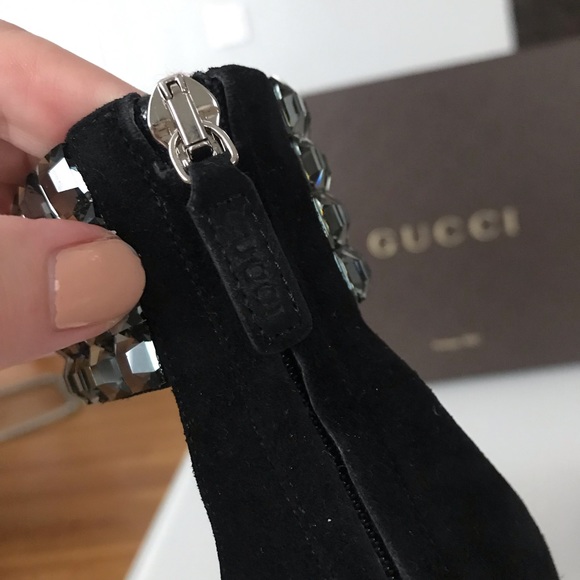 Gucci Rhinestone Black Sandal Heels - Picture 4 of 8